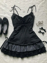 Gothic Crop Top Punk Vintage Clothes Lace Sling Hotsweet Girl 2000s Camis Bow Aesthetic Y2k Tank Corset Topss